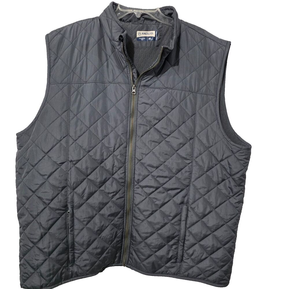 Magellan Classic Fit Men Puffer Lightweight Vest Gray Quilted Full Zip 3XL